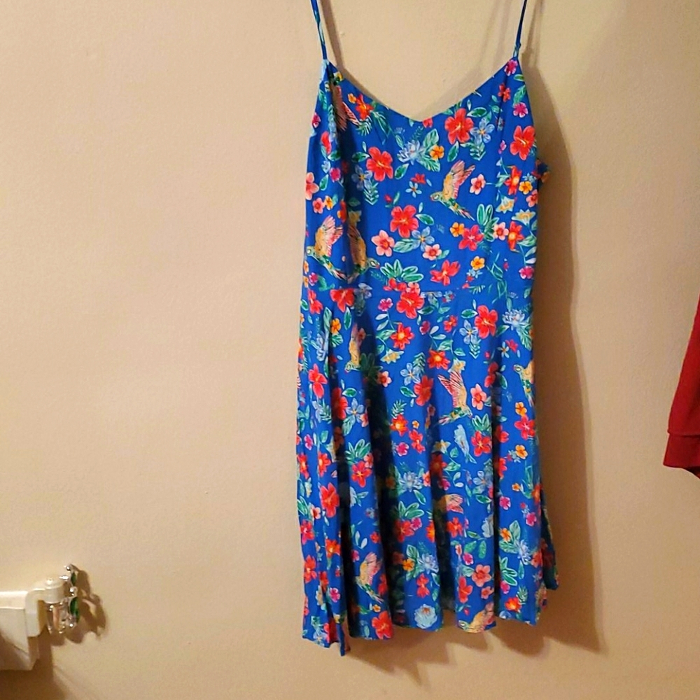 Blue fit and flare dress